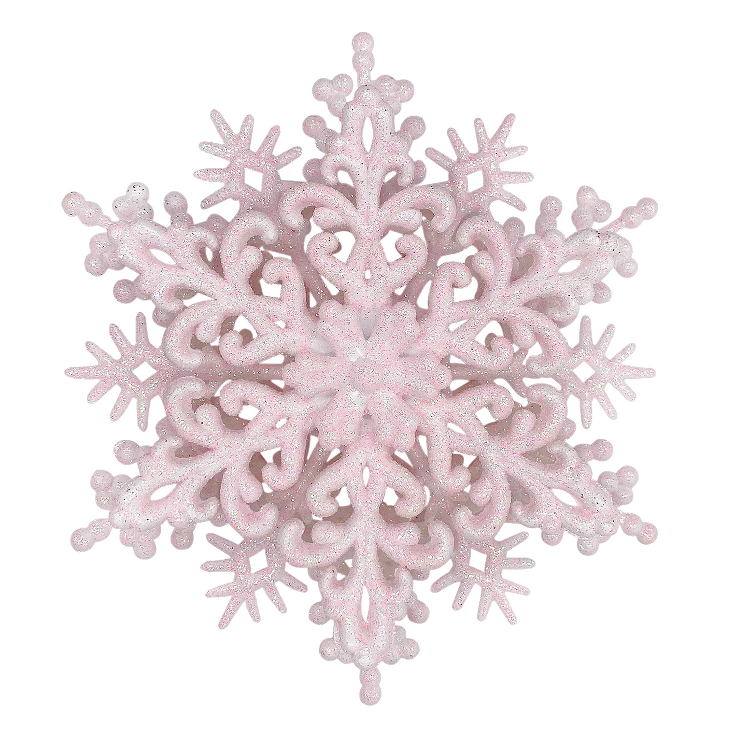 Декор Снежинка Классика объемная розовая с блеском d12см х 4см