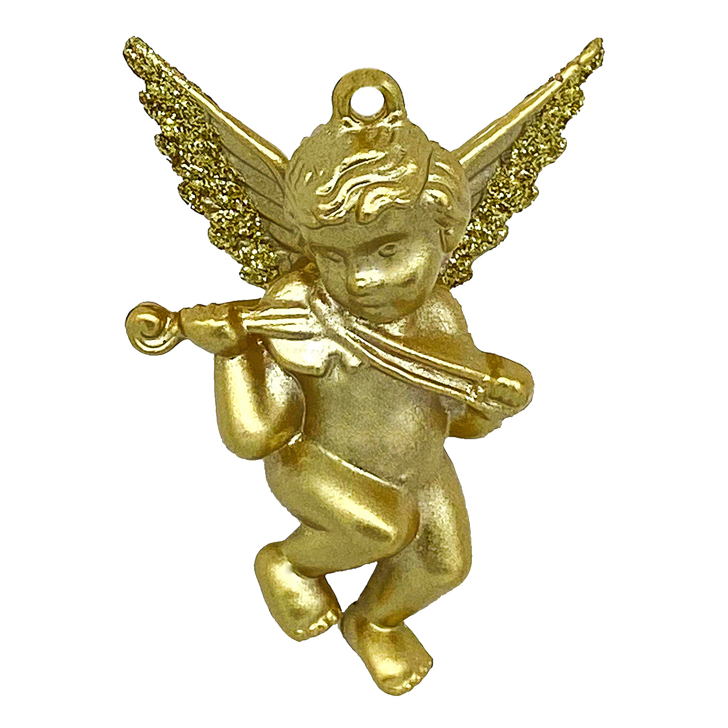 Декор Ангелочек маленький золотистый с блеском 6,5х5см