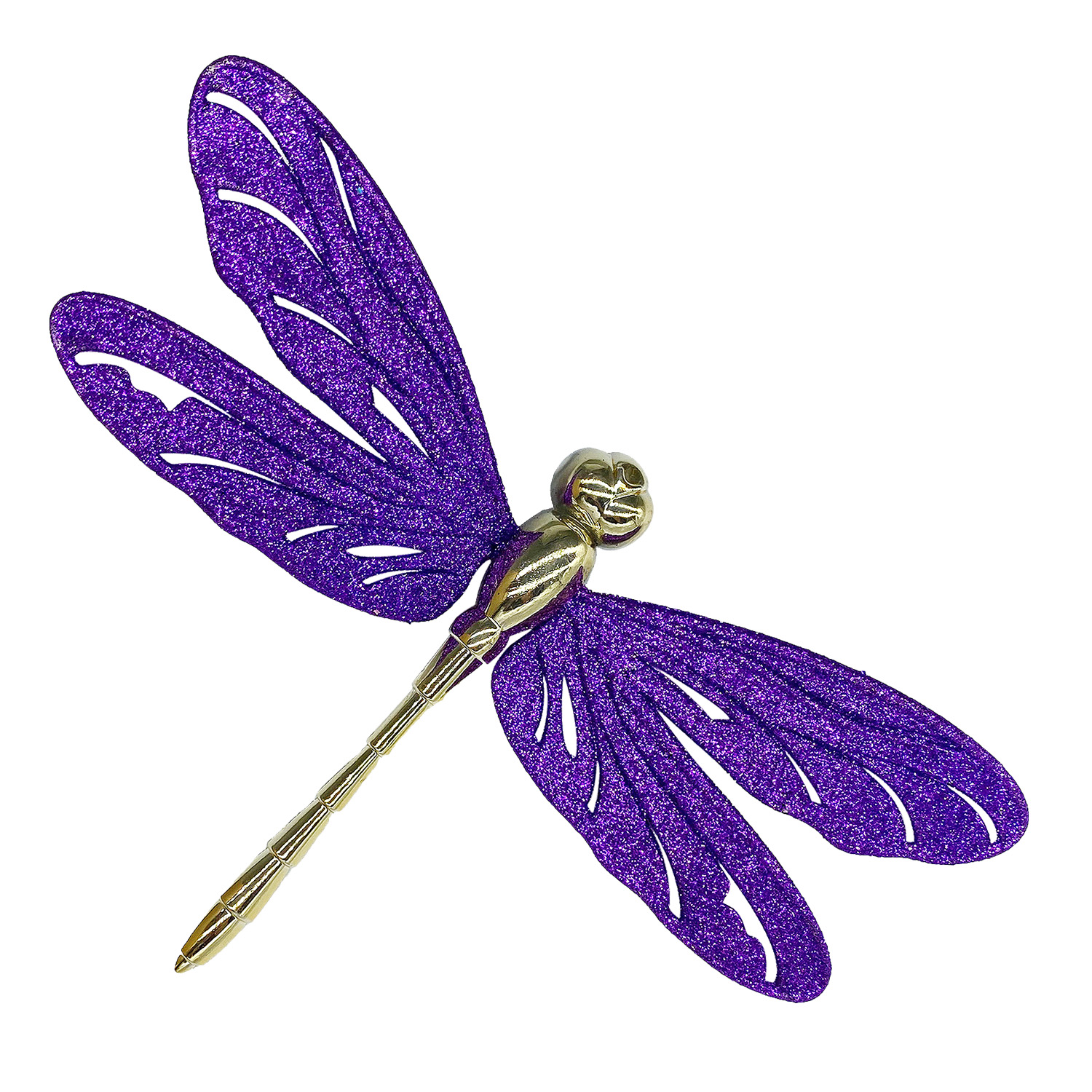 Декор Стрекоза малая фиолетовая с блеском 14,5х8,5х1см