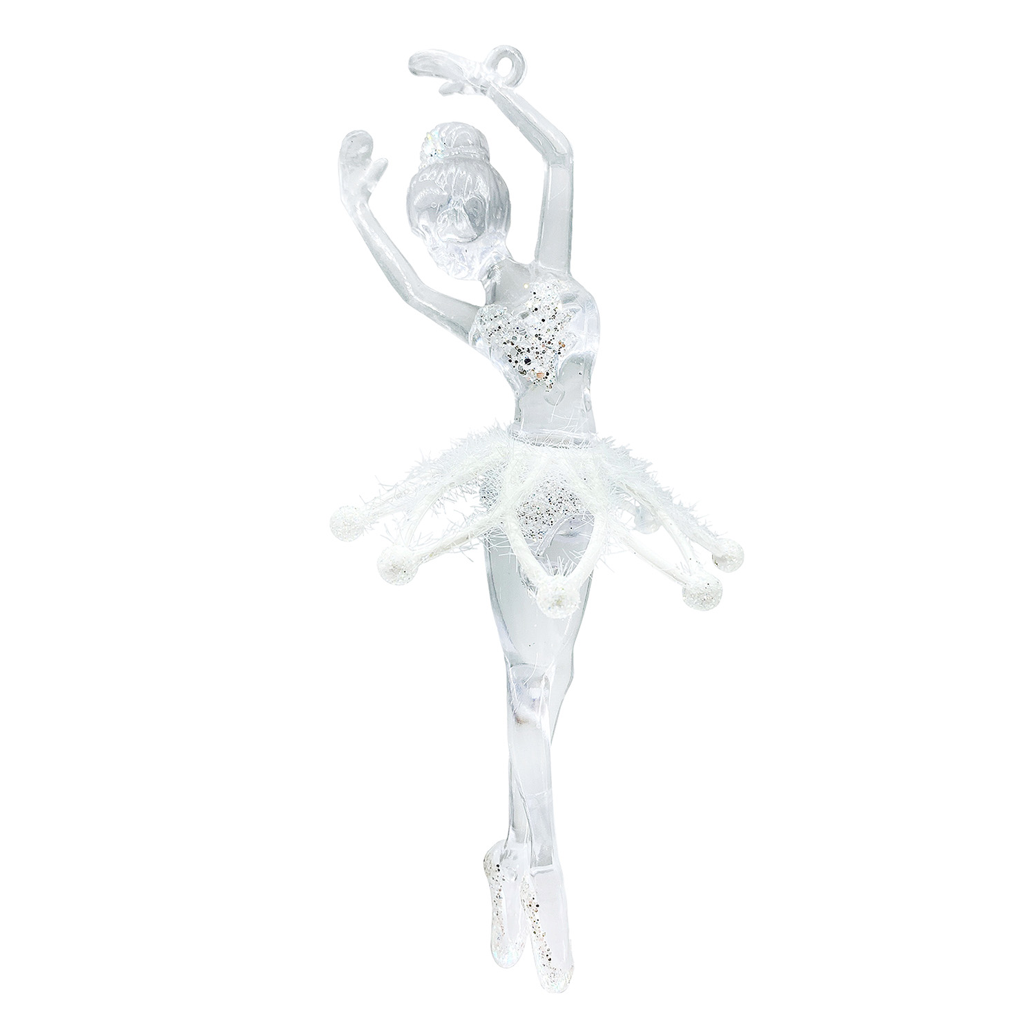 Декор Балерина прозрачная с белым блеском 9х12х3см