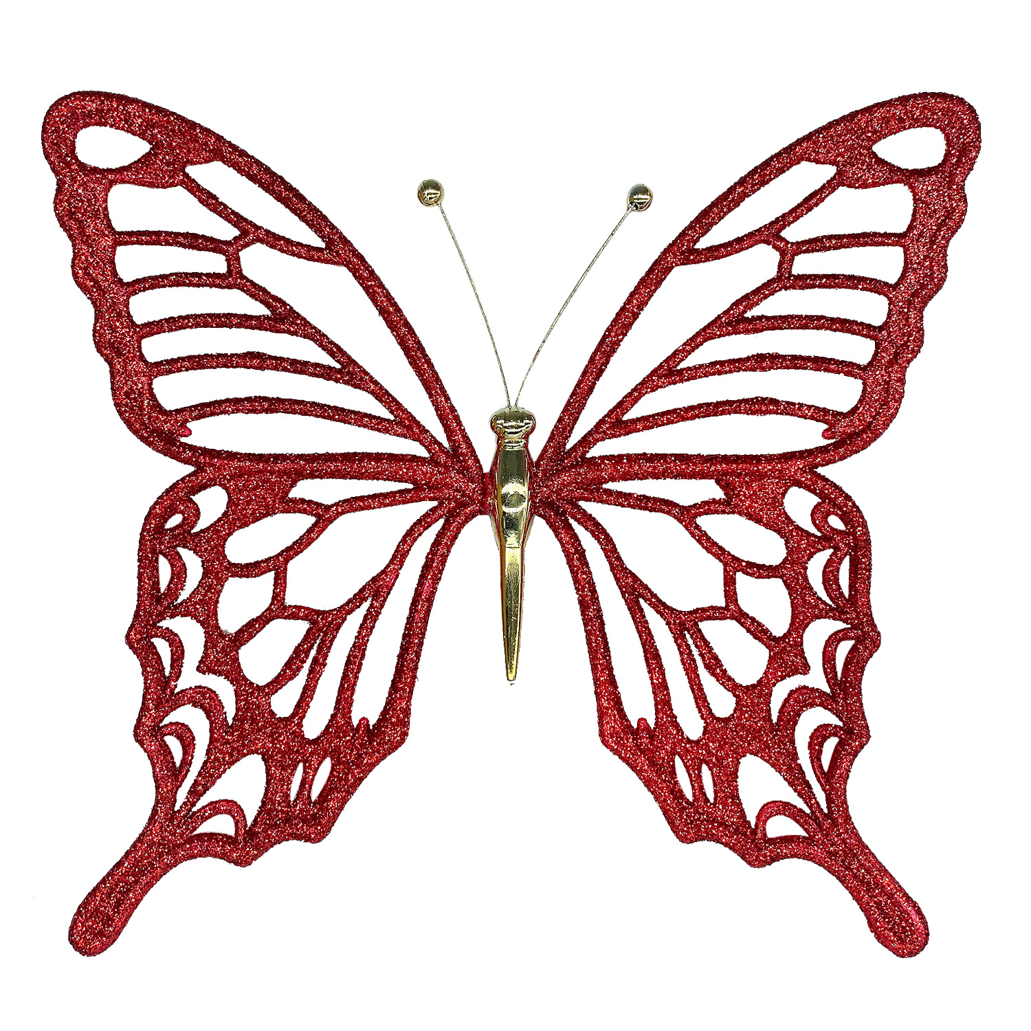 Декор Бабочка мини красная с блеском 11х9,5х1см