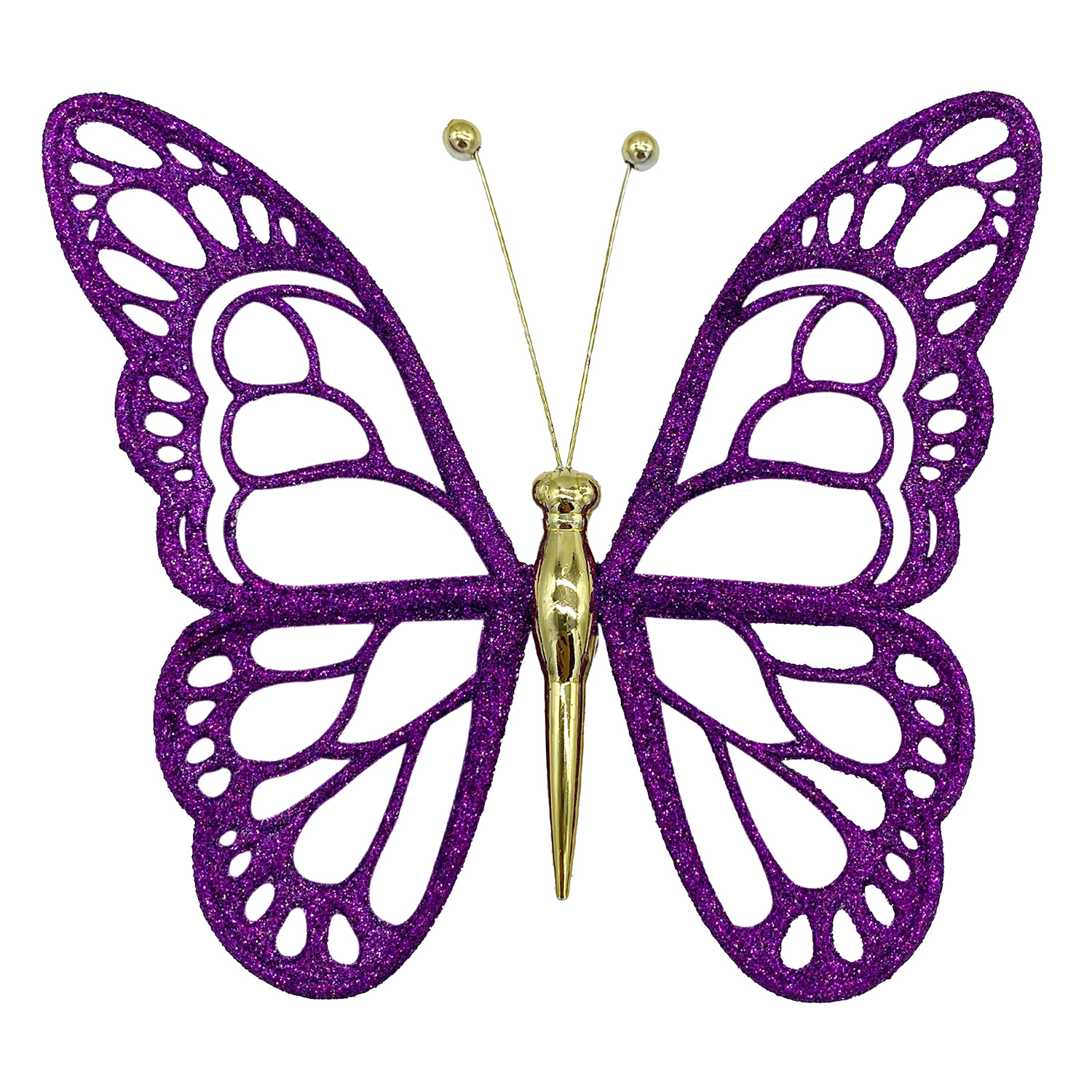 Декор Бабочка малая фиолетовая с блеском 14х12х1см