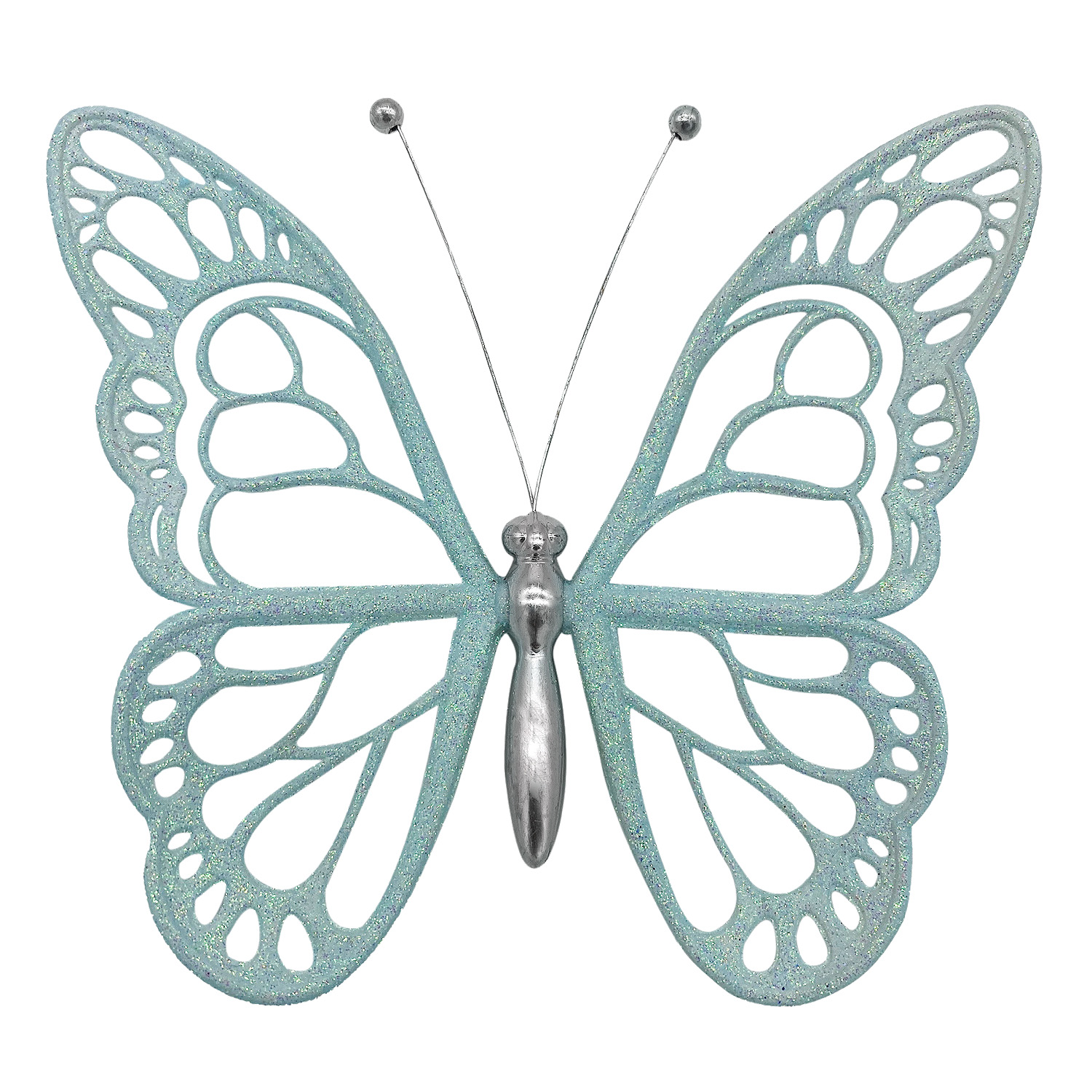 Декор Бабочка малая голубая с блеском 14х12х1см