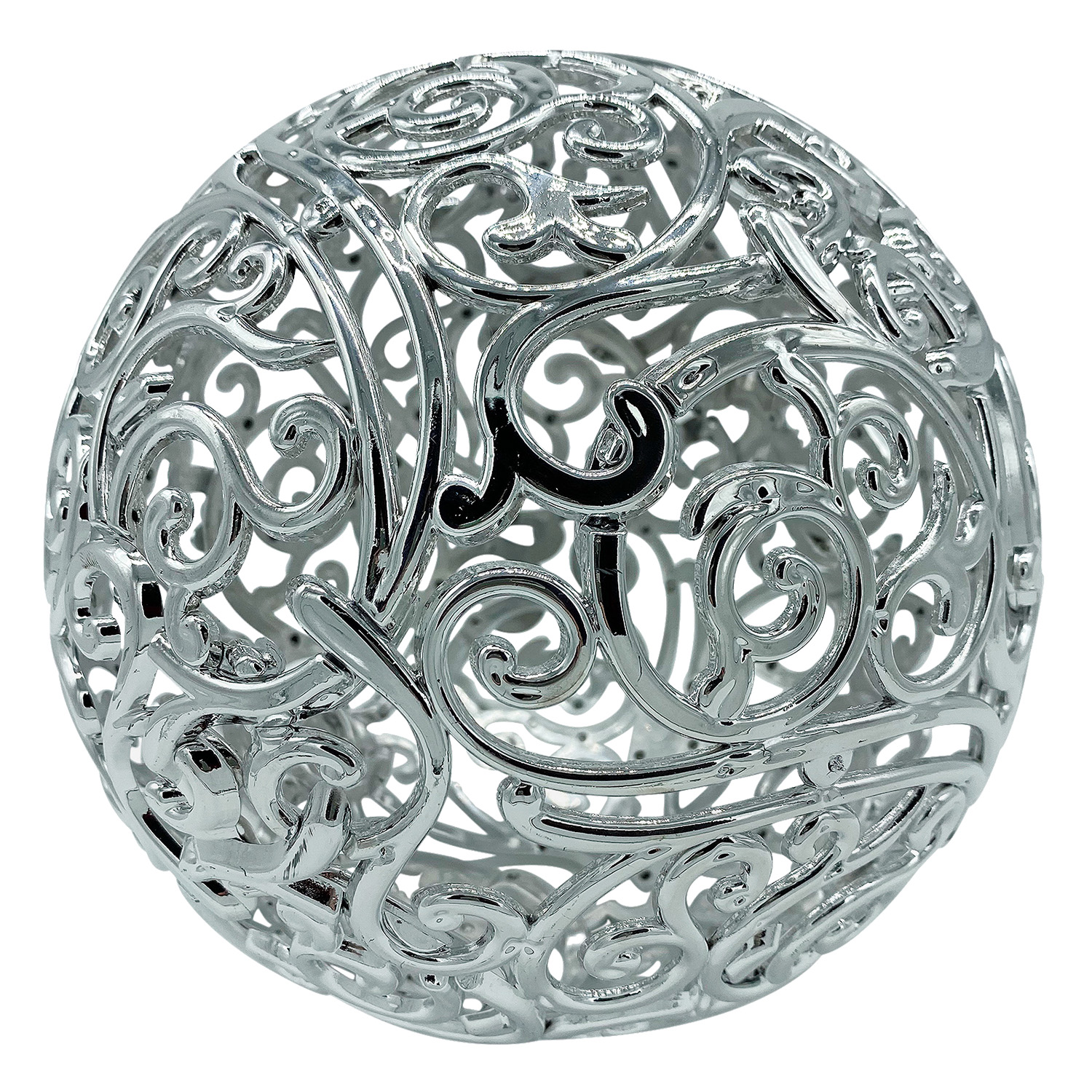 Шар ажурный серебристый с блеском d20см