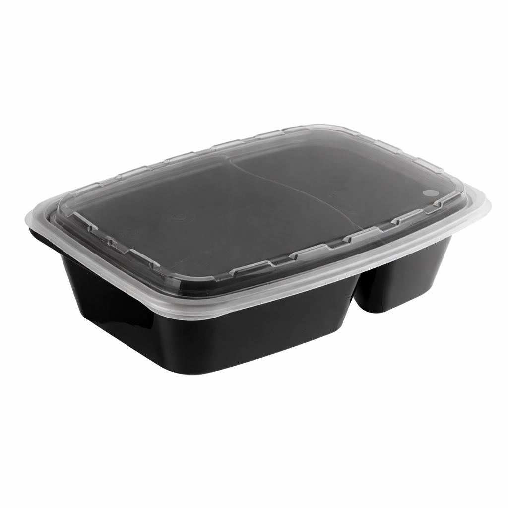 Контейнер пластиковый 830мл PP 2-C 21,1х14,6х5,1см прямоугольный черный с крышкой