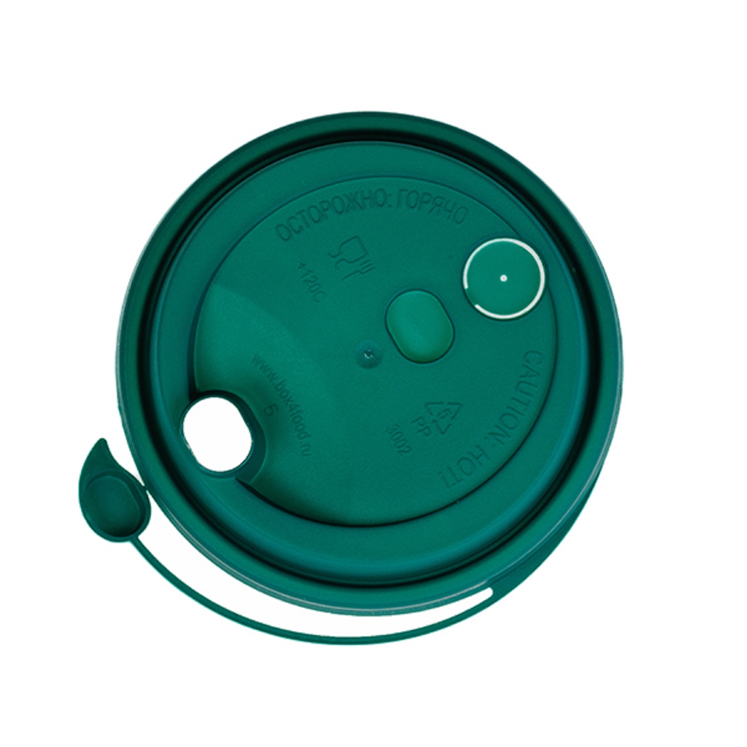 Крышка к стаканам d8,0см PP с пробкой заглушкой матовая зеленая 50 шт/уп