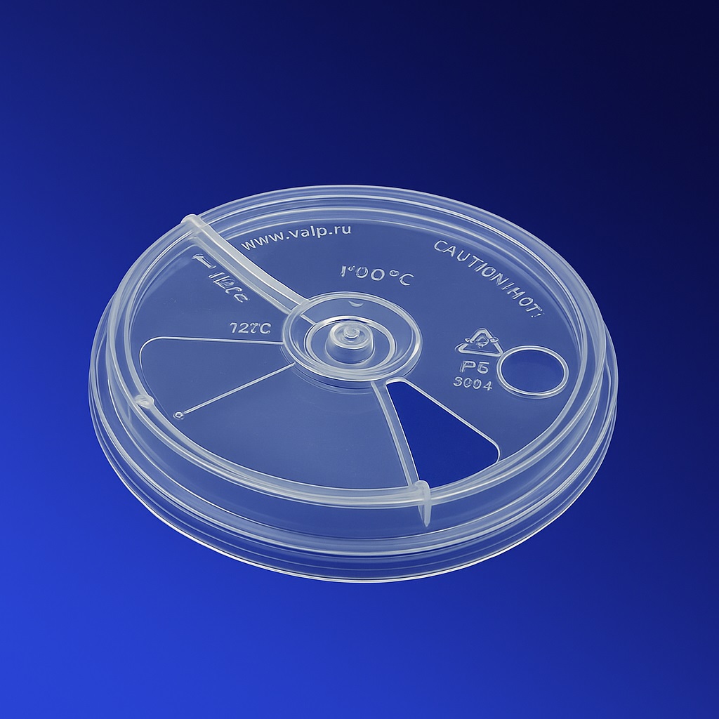 Крышка к стаканам d9,0см PP тип Б с заглушкой  50 шт/уп