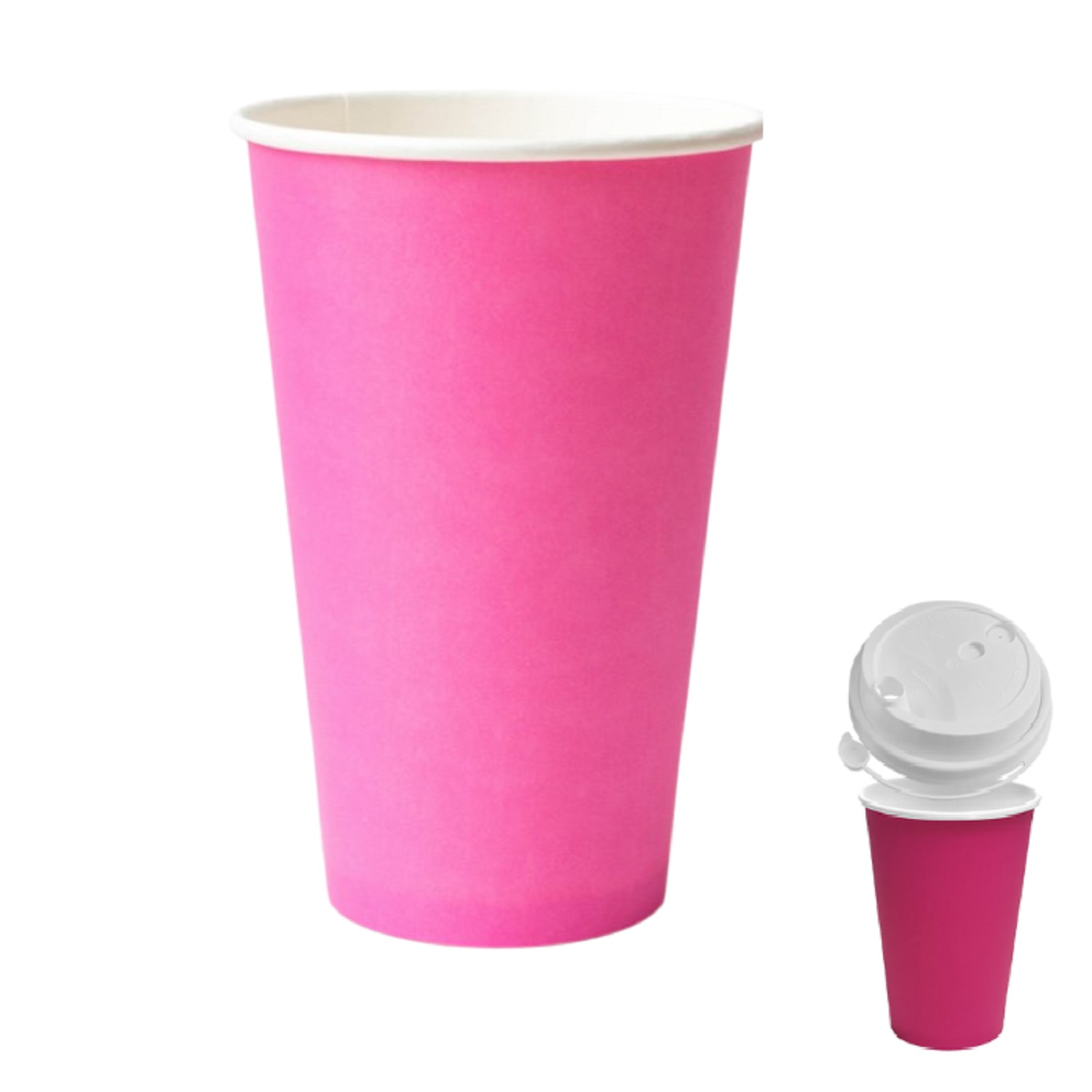 Стакан бумажный 400мл для горячих напитков розовый  50 шт/уп