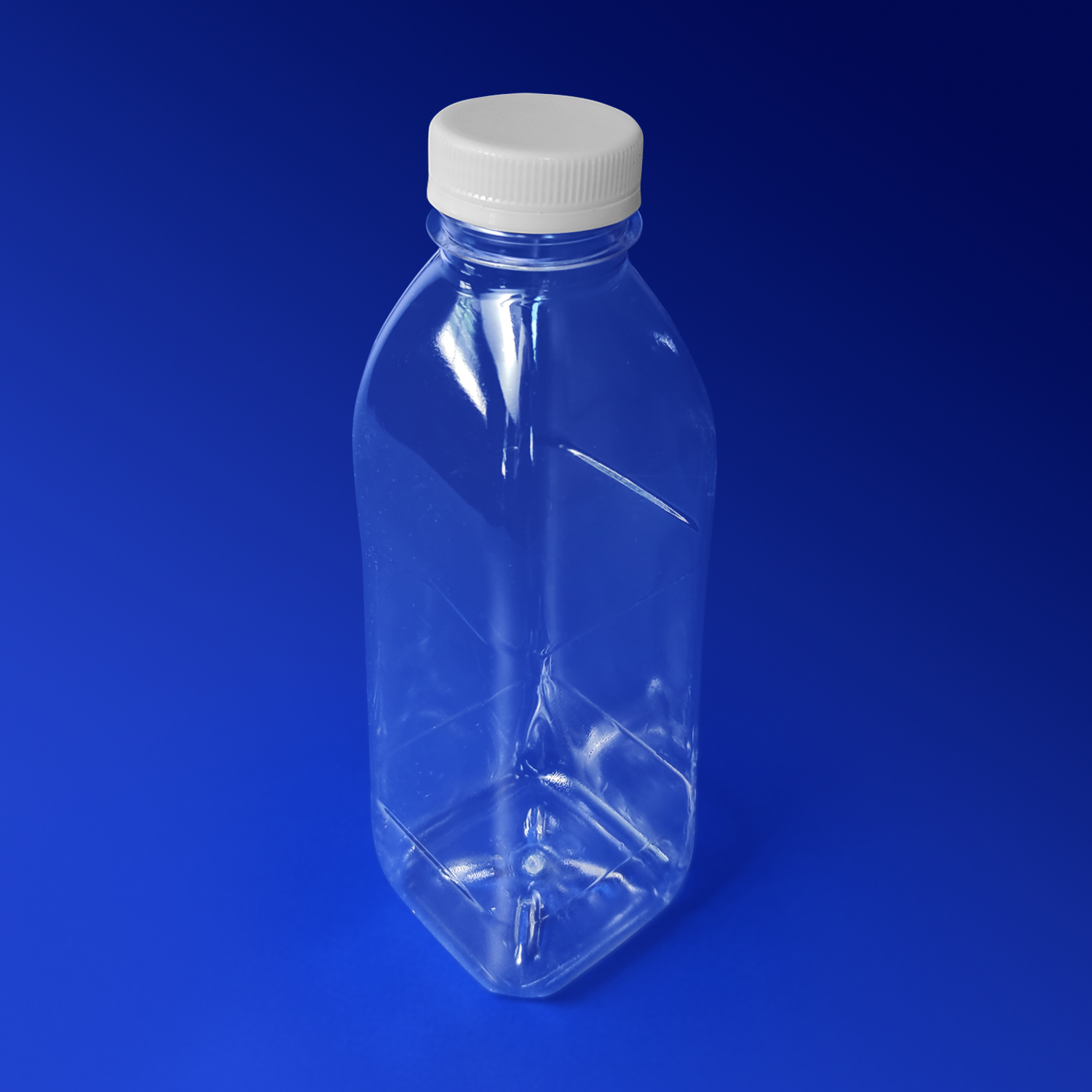 Бутылка  500мл PET  квадратная прозрачная с крышкой диаметр горловины 3,8см h19см дно 5,8х5,8см
