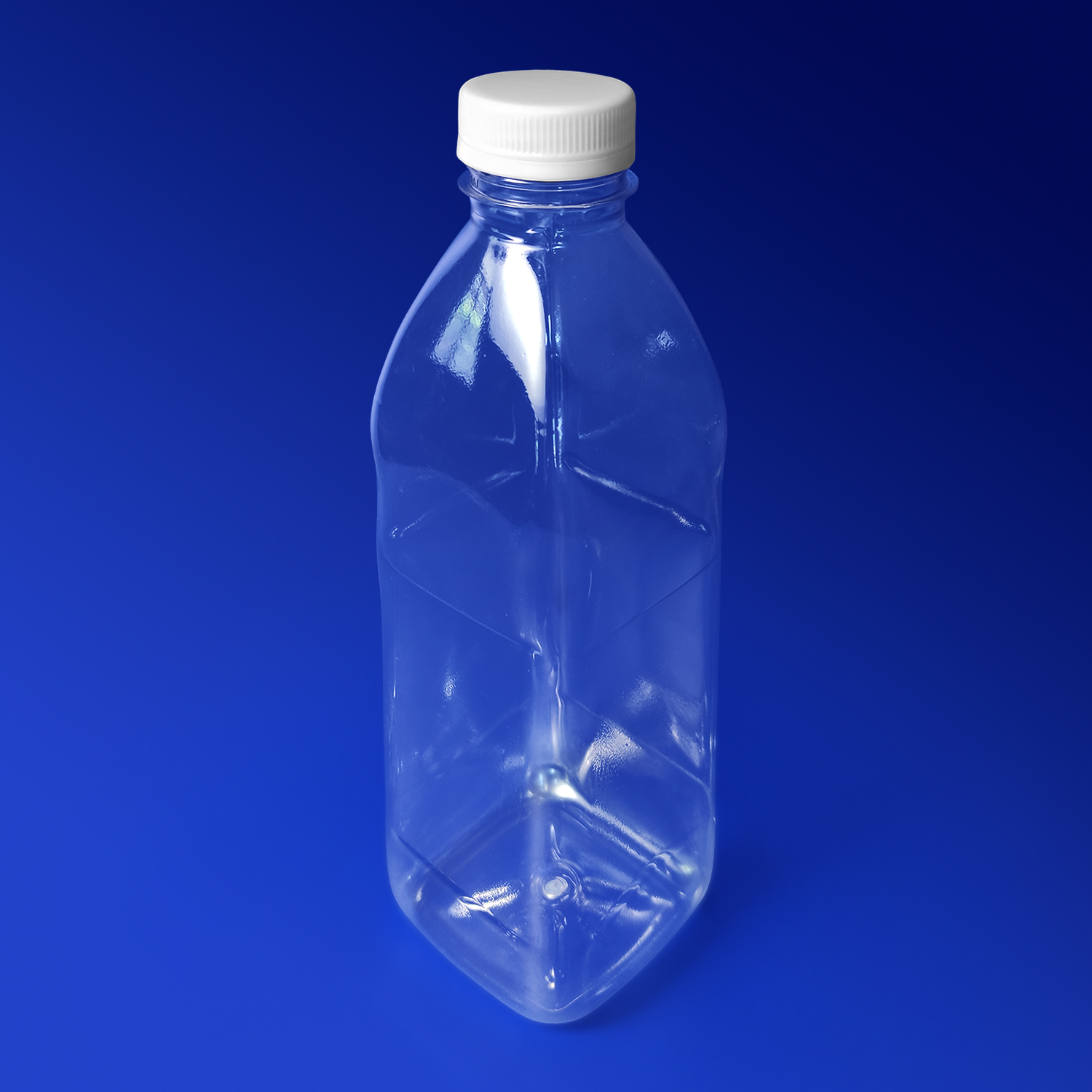 Бутылка 1000мл PET  квадратная прозрачная с крышкой диаметр горловины 3,8см h24см дно 7х7см