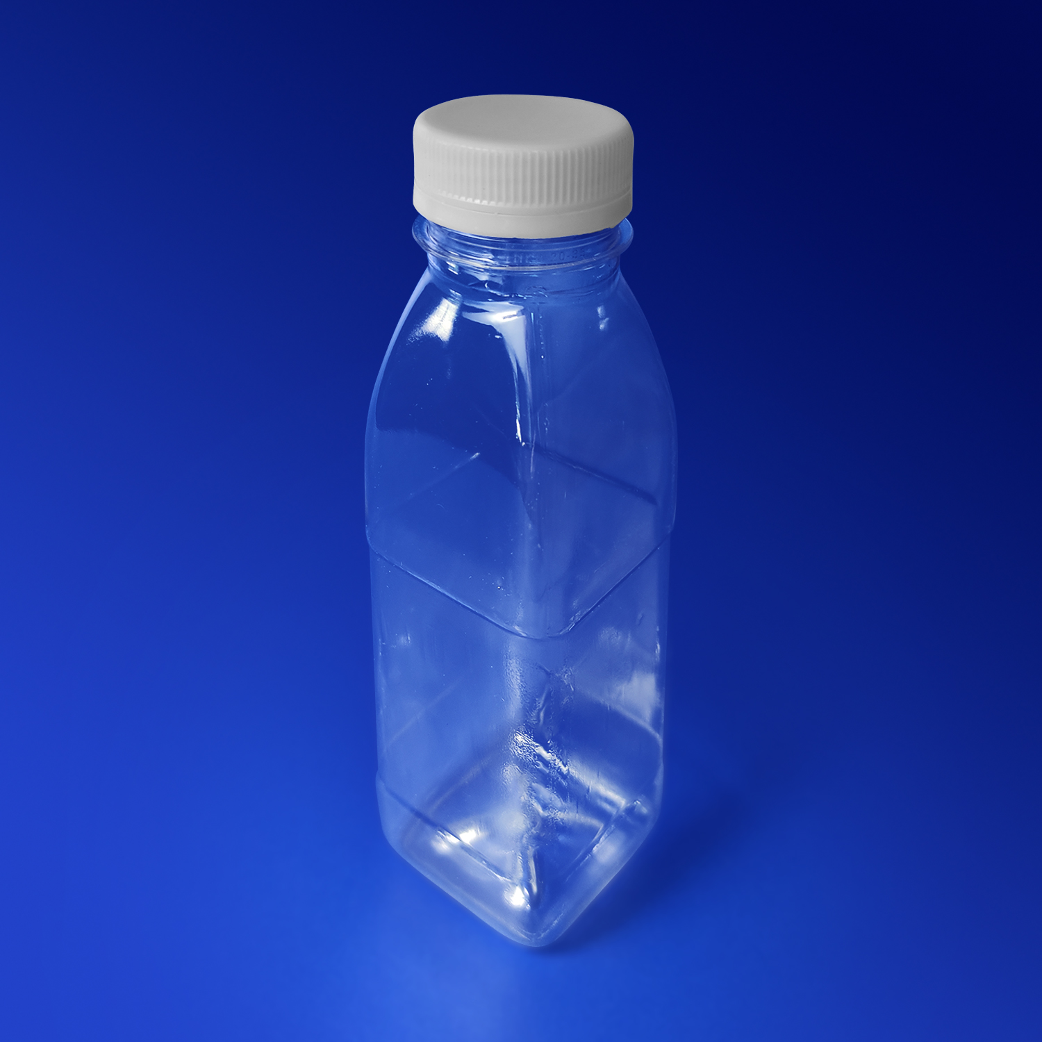 Бутылка  300мл PET квадратная прозрачная с крышкой большое горлышко