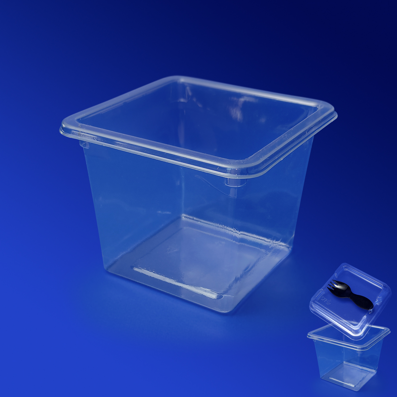 Стакан-контейнер пластиковый 350мл РЕТ прозрачный внеш 9,5х9,5х7,5см под запай без крышки  300 шт/кор ПР-СТ-95х75 ПЭТ