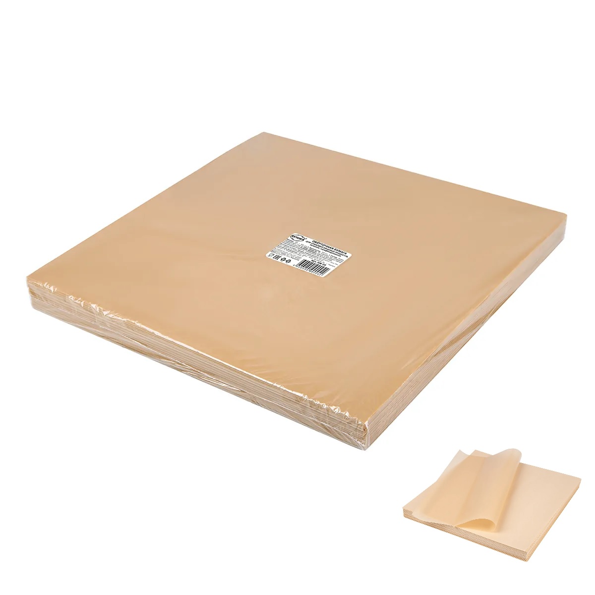 Бумага оберточная листовая 30,5х30,5см бежевая парафинированная 500шт/уп