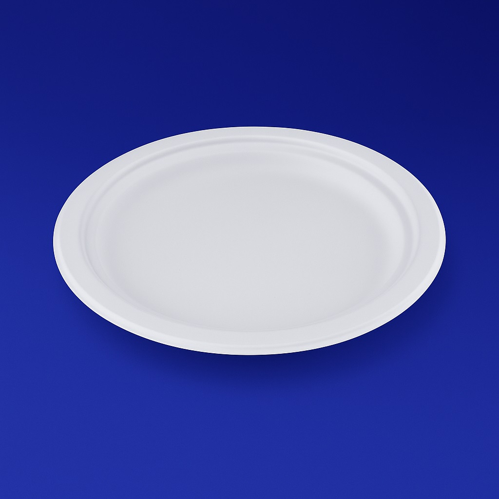 Тарелка одноразовая сахар тростник d22,0м белая  50шт/уп БИО