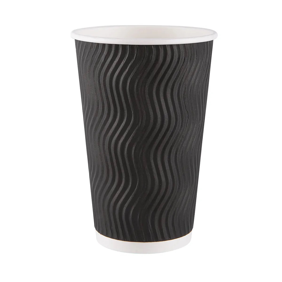 Стакан бумажный 400мл  трехслойный Черная волна 25шт/уп