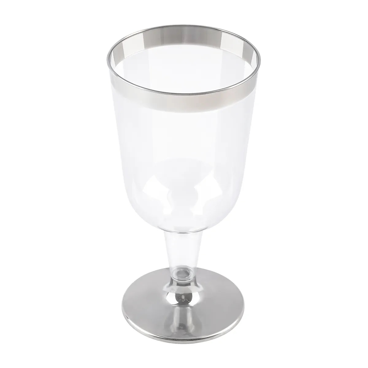 Фужер для вина PS 180мм прозрачный с серебряной каймой  6шт/уп