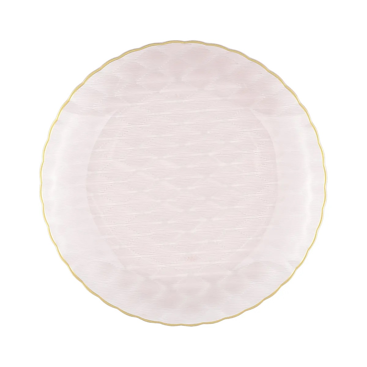 Тарелка пластиковая прозрачная розовая  d175 мм Романтика Royal Party 12шт/уп