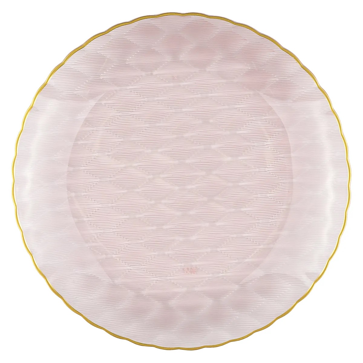 Тарелка пластиковая прозрачная розовая d220 мм Романтика Royal Party 12шт/уп