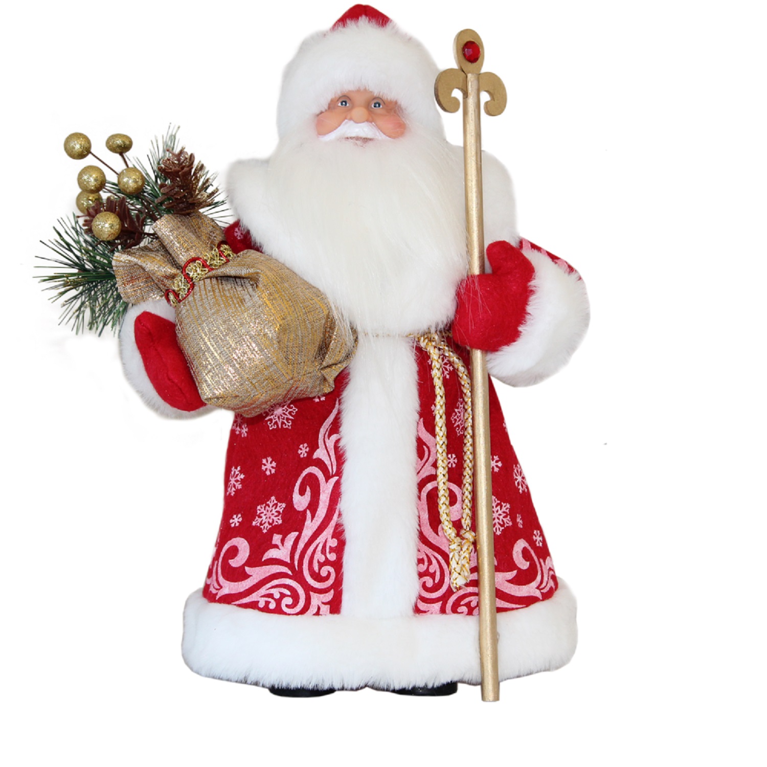Декорация Дед мороз в красном с елкой 31см