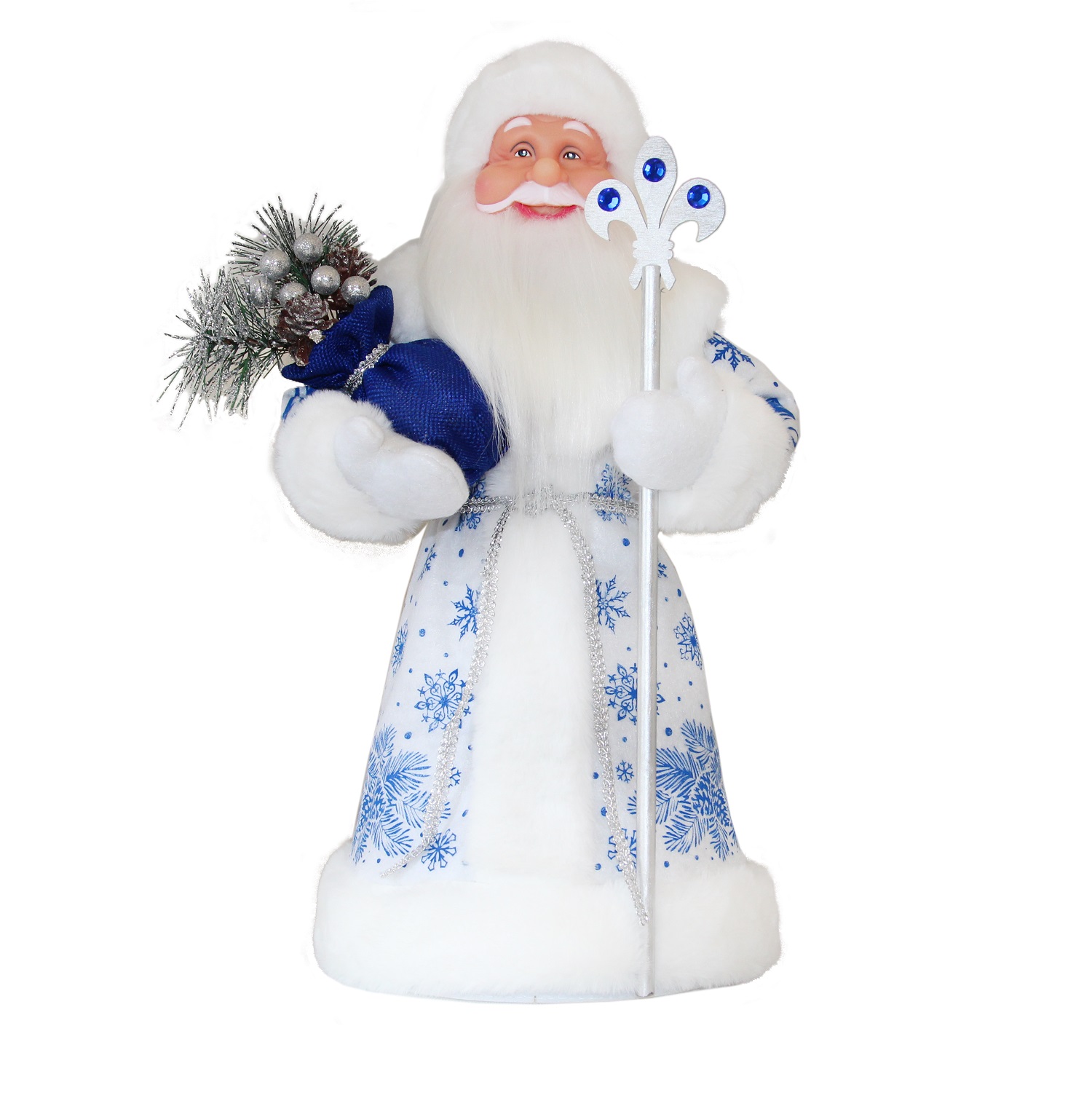 Декорация Дед мороз в голубом 42см  конфетница 1100гр
